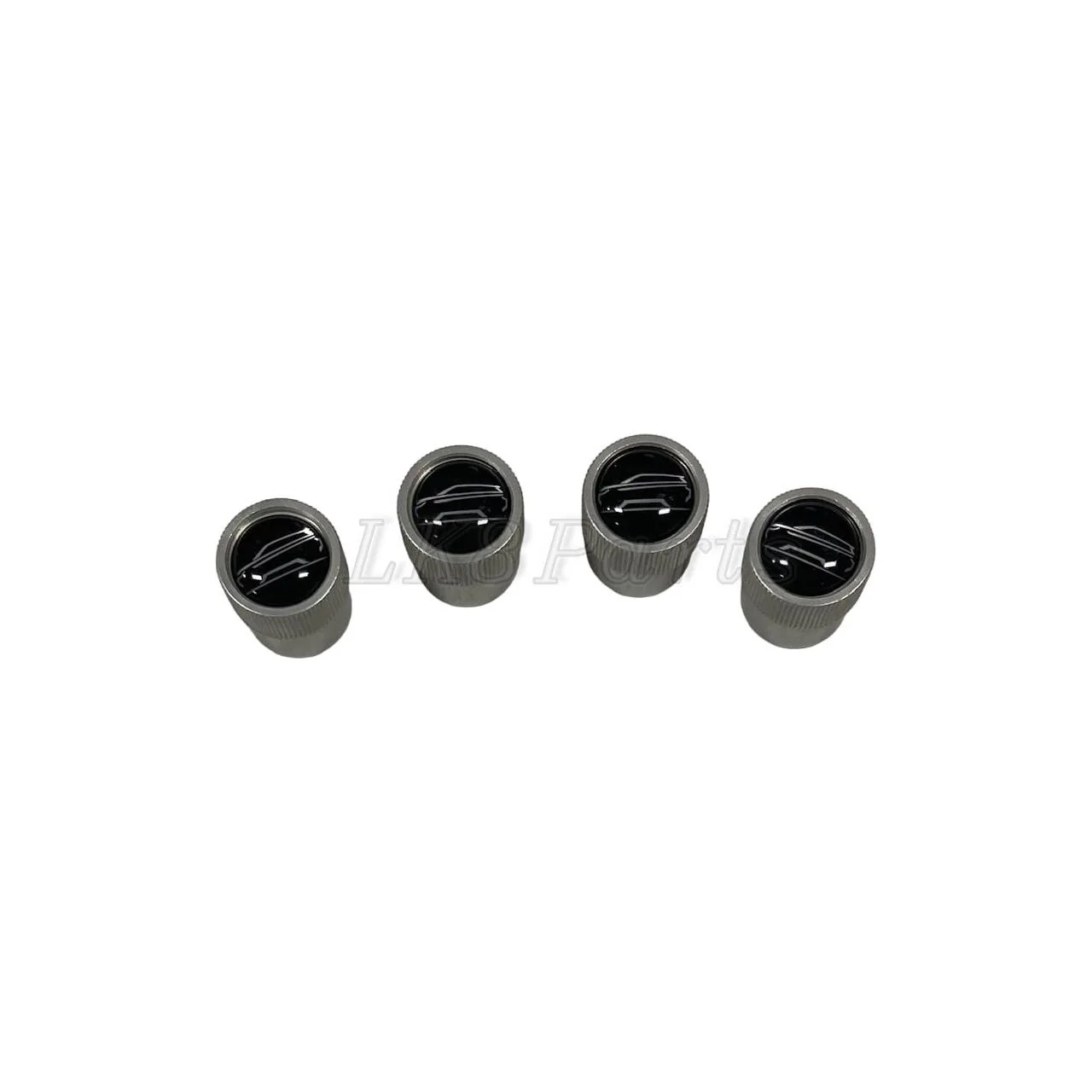 Black + Silver Tire Wheel Valve Stem Caps Genuine - Image 2