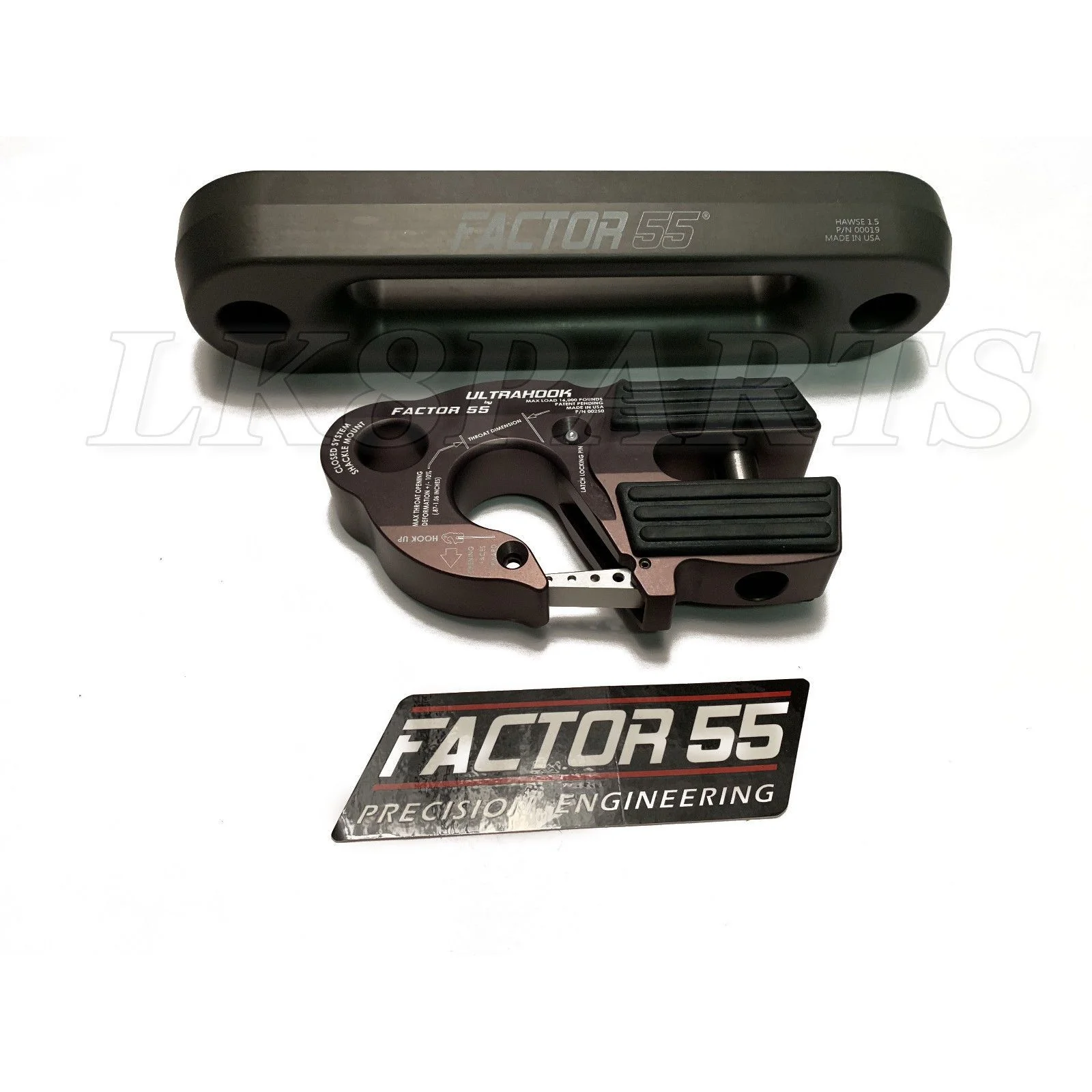 Factor 55 Gray UltraHook Winch Hook & Fairlead for Synthetic Rope Combo - Image 2