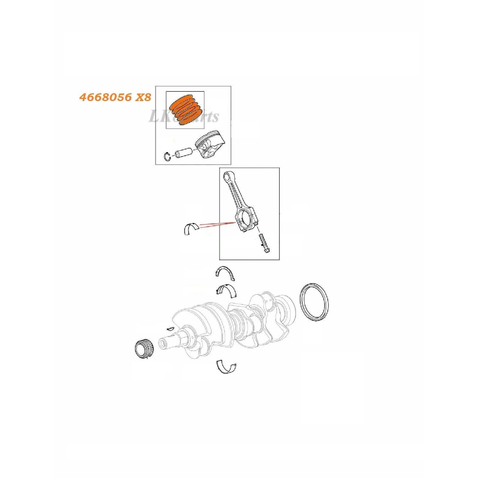 PISTON RING SET x8 4668056 GENINE NEW - Image 2