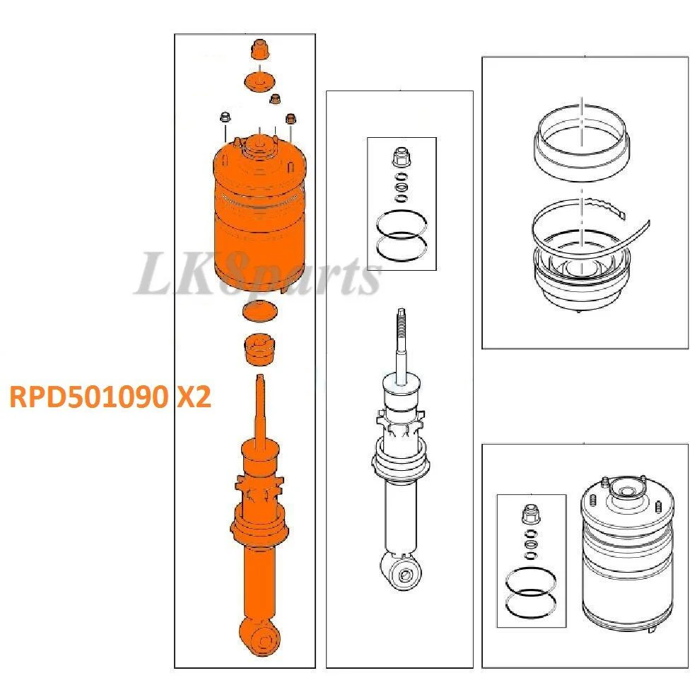 REAR AIR SPRING SUSPENSION STRUT SHOCK SET x2 - Image 2